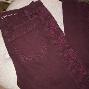 SALE - CARMAR Jeans with Floral Lace Details
